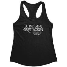 Load image into Gallery viewer, Empower | Behind Every Great Woman | White Print Women&#39;s Racerback Tank
