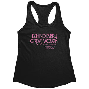 Empower | Behind Every Great Woman | Pink Print Women's Racerback Tank