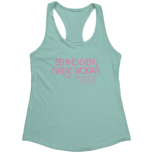 Empower | Behind Every Great Woman | Pink Print Women's Racerback Tank