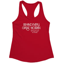 Load image into Gallery viewer, Empower | Behind Every Great Woman | White Print Women&#39;s Racerback Tank
