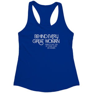 Empower | Behind Every Great Woman | White Print Women's Racerback Tank