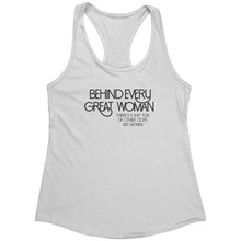 Load image into Gallery viewer, Empower | Behind Every Great Woman | Black Print Women&#39;s Racerback Tank

