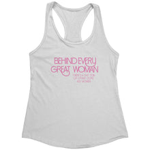 Load image into Gallery viewer, Empower | Behind Every Great Woman | Pink Print Women&#39;s Racerback Tank
