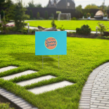 Load image into Gallery viewer, Partner.Co | Ask Me About Skinny Drops Retro Circle Blue| Event Sign
