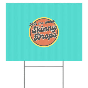 Partner.Co | Ask Me About Skinny Drops Retro Circle Turq| Event Sign