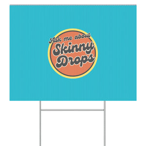 Partner.Co | Ask Me About Skinny Drops Retro Circle Blue| Event Sign
