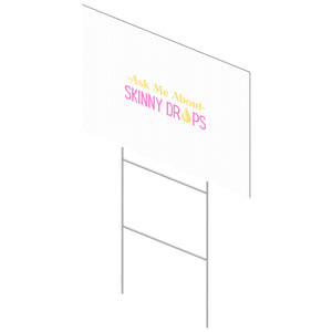 Partner.Co | Ask Me About Skinny Drops Stacked Yellow Pink White Logo | Event Sign