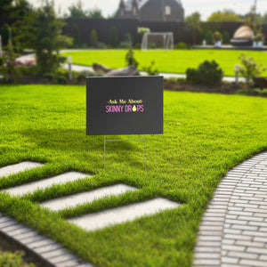 Partner.Co | Ask Me About Skinny Drops Stacked Yellow Pink Black Logo | Event Sign