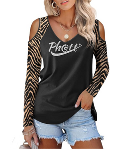 Ph@tt | BLING Women's Long Sleeve Cold Shoulder Top