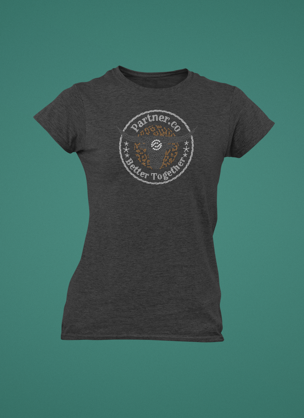 Parnter.co | DALLAS PXP Circle Logo | BLING Women's Short Sleeve Shirt V-Neck