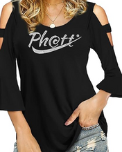 Load image into Gallery viewer, Ph@tt | BLING BUSINESS CASUAL Women&#39;s Cold Shoulder 3/4 Sleeve Top
