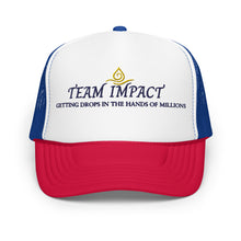 Load image into Gallery viewer, Team Impact| Getting These Drops In The Hands Of Millions|  Red White Blue Trucker Hat
