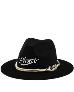 Ph@tt | BLING Fashion Wide Brim Felt Fedora Panama Hat with Ring Belt