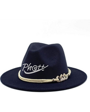 Load image into Gallery viewer, Ph@tt | BLING Fashion Wide Brim Felt Fedora Panama Hat with Ring Belt
