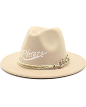 Load image into Gallery viewer, Ph@tt | BLING Fashion Wide Brim Felt Fedora Panama Hat with Ring Belt
