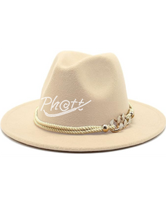 Ph@tt | BLING Fashion Wide Brim Felt Fedora Panama Hat with Ring Belt