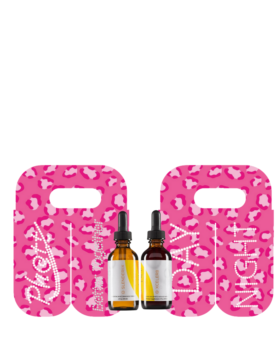 Ph@tt | Better Together Day Night Body Balancing Skinny Drops Mini Tote Sleeve | BLING PINK LEOPARD LIMITED EDITON 10pc BULK PACK