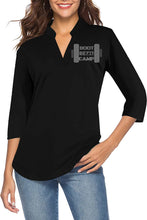 Load image into Gallery viewer, BE FIT BOOTCAMP | BLING BUSINESS CASUAL Women&#39;s V Neck Polo
