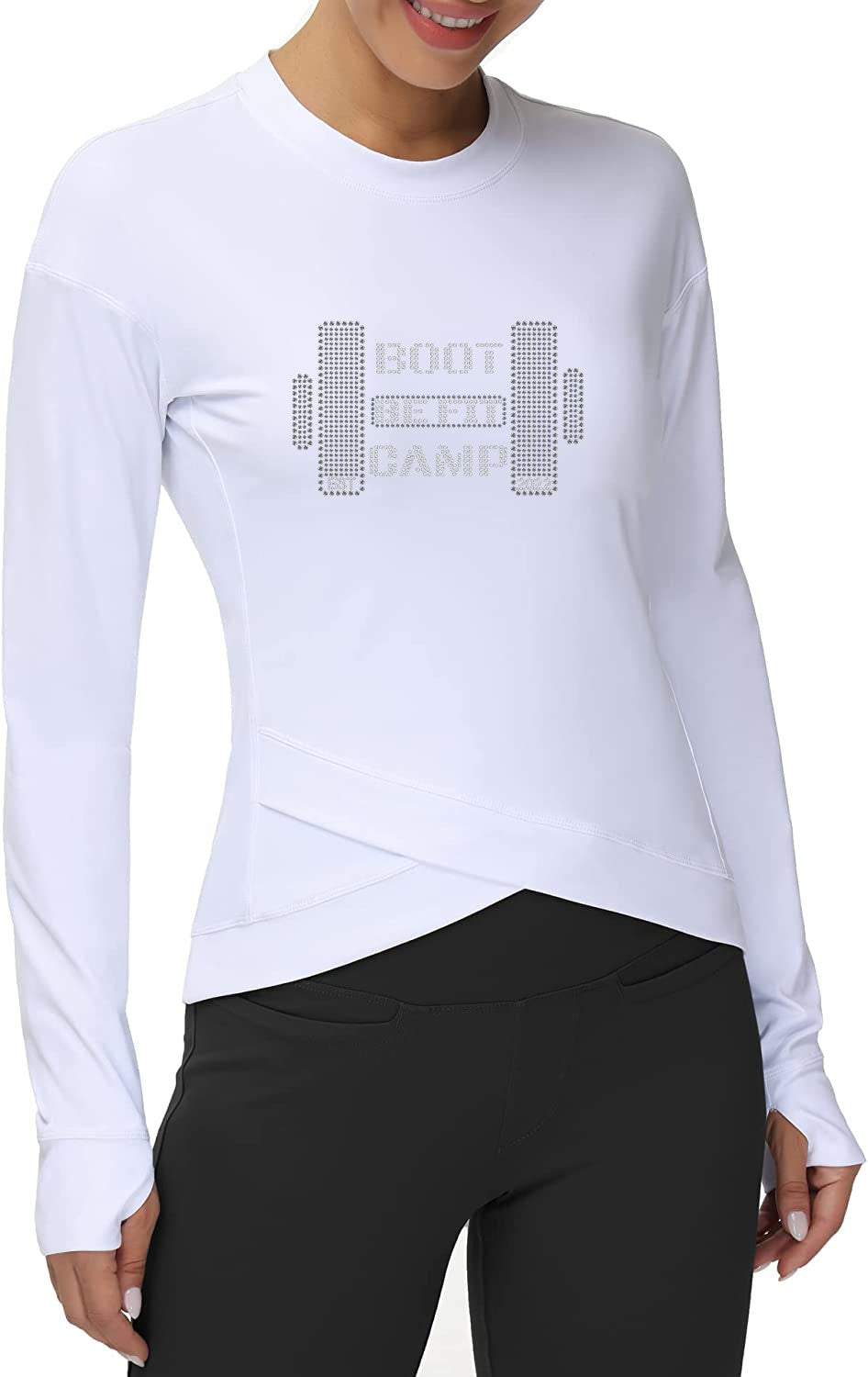 BE FIT BOOTCAMP | FUN FITNESS BLING Women's Compression Long Sleeve Yoga Top