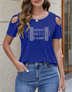 BE FIT BOOTCAMP | BLING BUSINESS CASUAL Women's Cold Shoulder Top