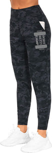BE FIT BOOTCAMP | FUN FITNESS BLING Women's Yoga Joggers BLACK CAMO Collection