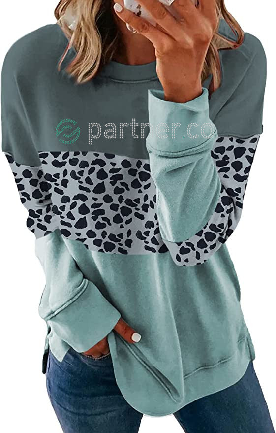 Partner.Co | BLING BUSINESS CASUAL Collection Lightweight LEOPARD Long Sleeve Sweatshirt