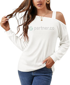 Partner.Co | BLING BUSINESS CASUAL Women's Cold Shoulder Long Sleeve Top
