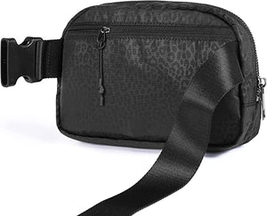 BE FIT BOOTCAMP | BLING FUN FITNESS Collection Belt Bag Fanny Pack BLACK LEOPARD