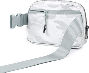 BE FIT BOOTCAMP | BLING FUN FITNESS Collection Belt Bag Fanny Pack WHITE CAMO