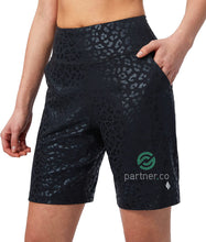 Load image into Gallery viewer, Partner.Co | FUN FITNESS BLING Women&#39;s Tummy Control Bermuda Short BLACK LEOPARD Collection
