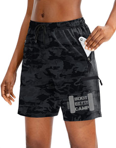 BE FIT BOOTCAMP | BLING BUSINESS CASUAL Collection Women's UPF 50+ Cargo Short BLACK CAMO