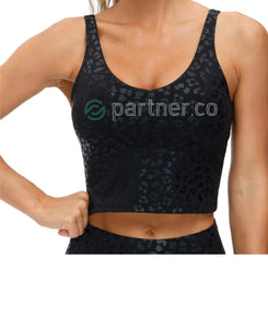 Partner.Co | FUN FITNESS BLING Women's Longline Sports Bra BLACK LEOPARD Collection