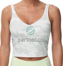 Load image into Gallery viewer, Partner.Co | FUN FITNESS BLING Women&#39;s Longline Sports Bra WHITE CAMO Collection
