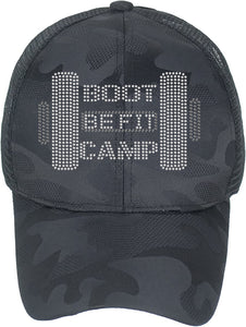 BE FIT BOOTCAMP | FUN FITNESS Collection Yoga BLACK CAMO Ponytail Hat
