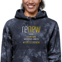 Load image into Gallery viewer, RENEW | #TAKE5TORENEW | EMBROIDERED UNISEX CHAMPION TIE-DYED HOODIE
