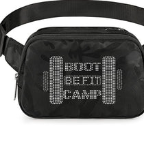 Load image into Gallery viewer, BE FIT BOOTCAMP | BLING FUN FITNESS Collection Belt Bag Fanny Pack BLACK CAMO
